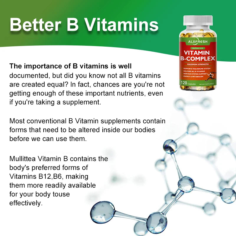 Alxfresh vitamin B complex container - daily B vitamin capsules