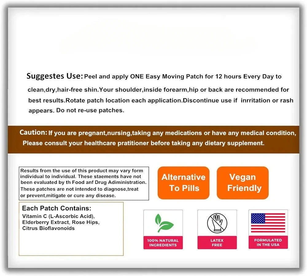 30 Vitamin C Transdermal Patches - Elderberry Rose Hips Citrus Bioflavonoids