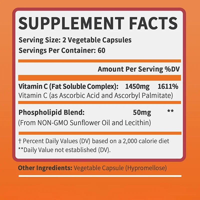 Liposomal vitamin C capsules - enhanced cellular delivery
