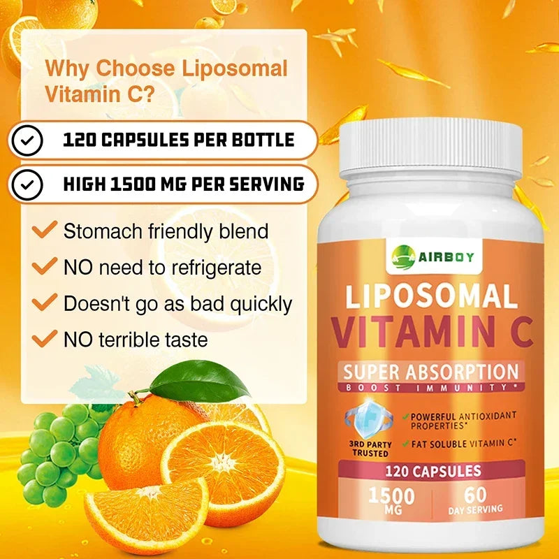 Liposomal Vitamin C supplement bottle - phospholipid encapsulation technology

